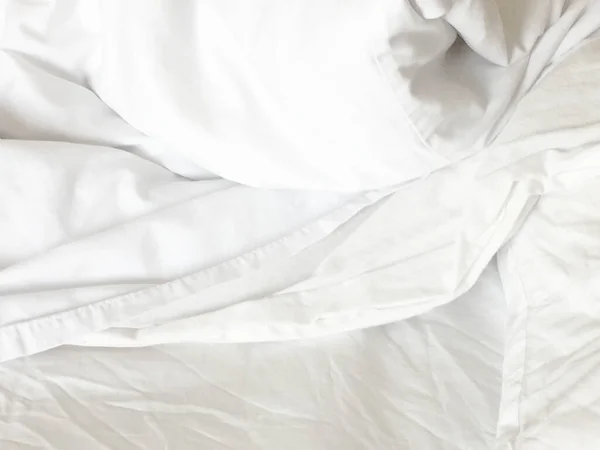 Soft White Wrinkle Bed Sheets Background — Stock Photo, Image