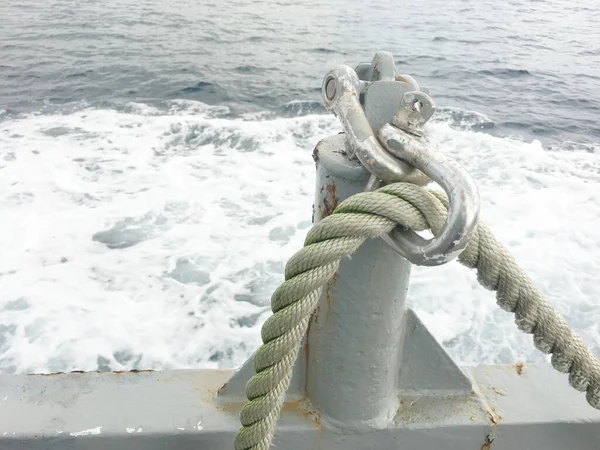 Belenggu Pada Pegangan Kapal Tongkang Konstruksi — Stok Foto