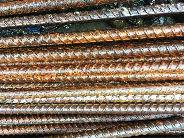 Closeup Steel Rod Steel Bar Rusty Iron Wire — Stock Photo, Image