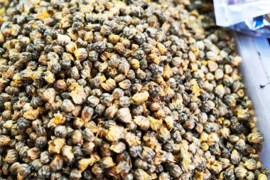 Beyaz arka planda Aromatik çiçek yeşili Çin çayı.