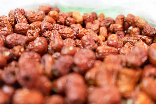 Bur,Full frame shot of dried Chinese red dates. Jujube food background.