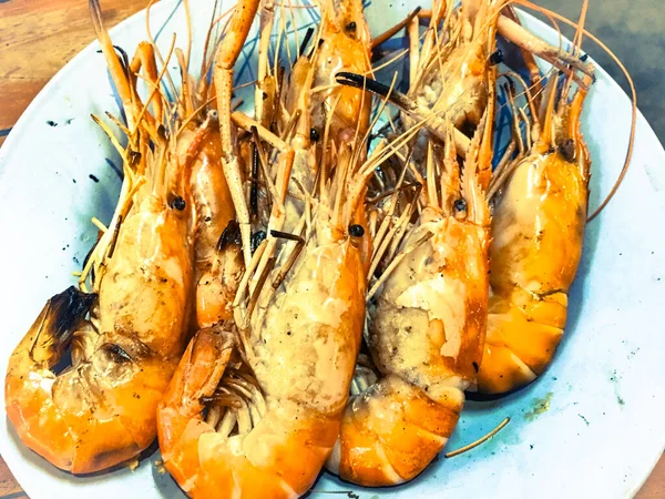 Crevettes Grillées Fruits Mer Thaïlande — Photo