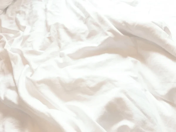 Білий Подушку Ліжко Зморшок Безладним Ковдру Спальні Спати Довгий Зимові — стокове фото