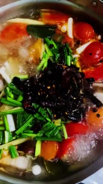Klare Suppe Tom Yum Kung Berühmte Küche Thailands Ist Sauer — Stockvideo