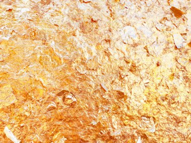 Altın yaprağın dokusu, altın arkaplan, Buda görüntüsü..