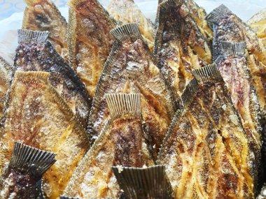 Kızarmış yılan derisi gourami balığı, beyaz kemer yağlı kağıt tabaka üzerinde yumurtlayan..