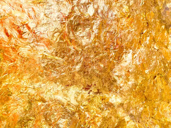 Altın yaprağın dokusu, altın arkaplan, Buda görüntüsü..