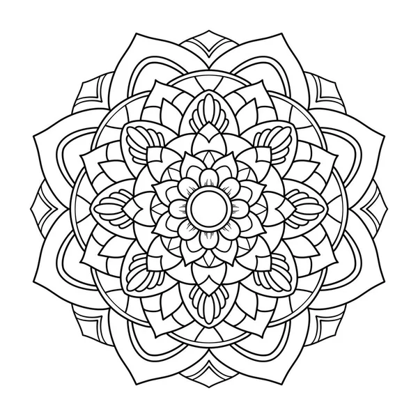Floral mandala with line, circular shape, botanical drawing, nature theme, for coloring book, decoration, tattoo, wallpaper, card, sticker.