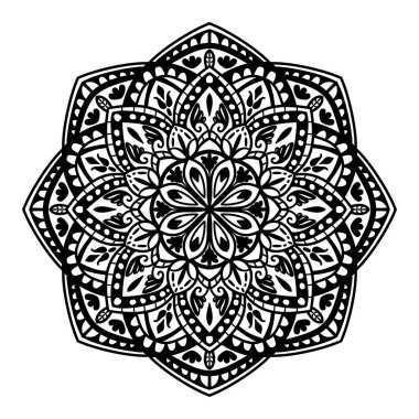 Floral mandala with lines, hand drawn design, for coloring book, decoration, tattoo, wallpaper, sticker.
