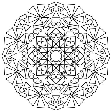 Geometric mandala with lines, circle, for coloring book, decoration, tattoo, wallpaper, card, sticker, illustration.
