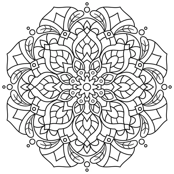 Floral mandala with line, circular shape, drawing of nature theme, for coloring book, decoration, tattoo, wallpaper, card, sticker, illustration.