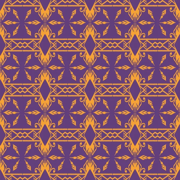 Ikat pattern with color background including repeated various elements, classic traditional style, ethnic, vintage, design for home decor, fabric, clothing, curtain, cushion.