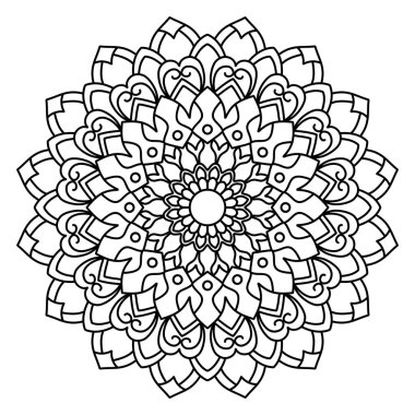 Floral mandala with line. botanical natural theme. for coloring book page, decoration, tattoo, wallpaper, card, sticker, illustration.