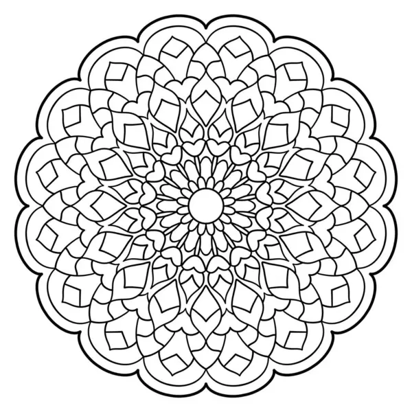 Floral mandala with lines, botanical style, for coloring book page, decoration, tattoo, wallpaper, card, sticker, illustration.