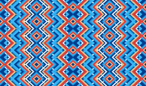 Ikat pattern color background. embroidery style. textured lines design.