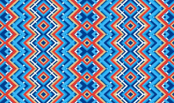 Ikat Wzór Tło Kolor Etniczny Tradycyjny Styl Haft Teksturowane Linie — Zdjęcie stockowe