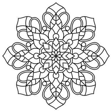 Floral mandala with line. natural theme. for coloring book page, decoration, tattoo, sticker.