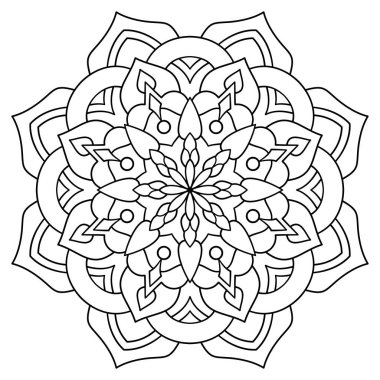 Çizgili çiçek mandala, dairesel şekil, botanik tema çizimi, boyama kitabı sayfası, süs, dekorasyon, dövme, duvar kağıdı, arka plan, kart, çıkartma, illüstrasyon için.