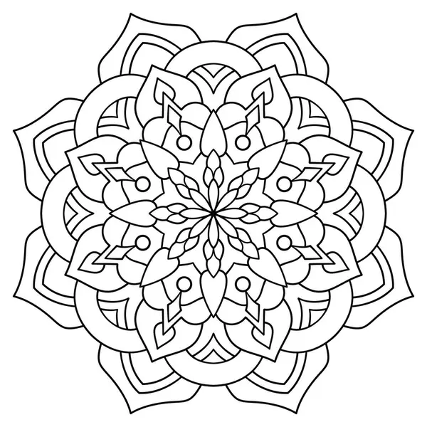 Çizgili çiçek mandala, dairesel şekil, botanik tema çizimi, boyama kitabı sayfası, süs, dekorasyon, dövme, duvar kağıdı, arka plan, kart, çıkartma, illüstrasyon için.