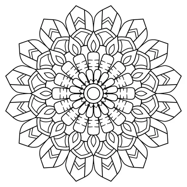 Çizgili çiçek mandala, dairesel şekil, botanik tema çizimi, boyama kitabı sayfası, süs, dekorasyon, dövme, duvar kağıdı, arka plan, kart, çıkartma, illüstrasyon için.