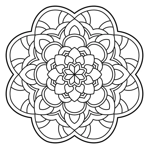 Çizgili çiçek mandala, botanik temalı çizim, boyama kitabı sayfası, süs, dekorasyon, dövme, duvar kağıdı, arka plan, kart, etiket, illüstrasyon.