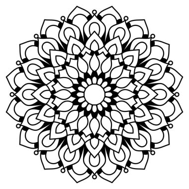 Floral mandala with line. botanical theme. for coloring book page, decoration, tattoo, sticker.