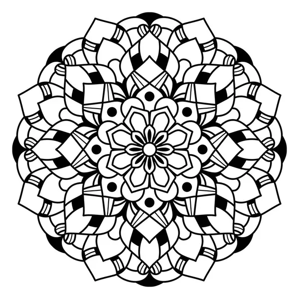Çizgili çiçek mandala, dairesel şekil, botanik, doğal tema çizimi, boyama kitabı sayfası, süs, dekorasyon, dövme, duvar kağıdı, arka plan, kart, çıkartma.