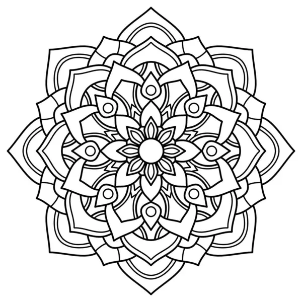 Çizgili çiçek mandala, dairesel şekil, botanik, doğal tema çizimi, boyama kitabı sayfası, süs, dekorasyon, dövme, duvar kağıdı, arka plan, kart, çıkartma.