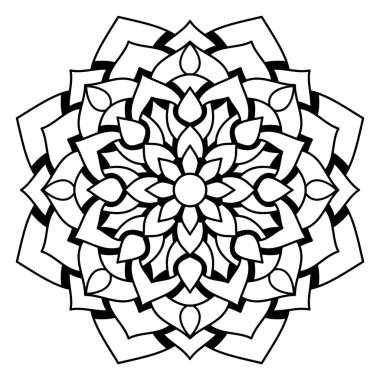 Çiçekli mandala. Bitkisel doğal tema. boyama kitabı sayfası, dekorasyon, dövme, arkaplan, çıkartma.