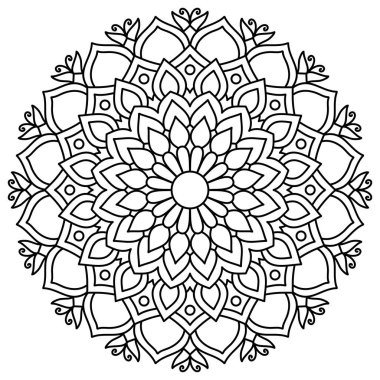 Floral mandala with line. botanical theme. for coloring book page, decoration, tattoo, sticker.