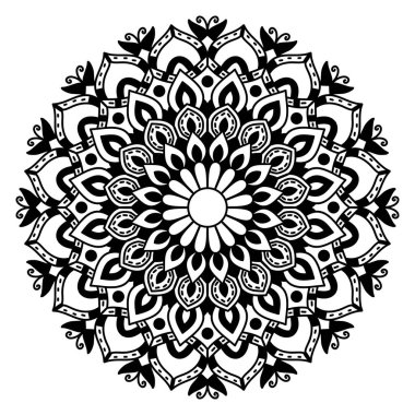 Floral mandala with line. botanical theme. for coloring book page, decoration, tattoo, sticker.