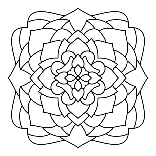Floral design with line, circular shape, drawing of botanical, natural theme, for coloring book page, ornament, decoration, tattoo, wallpaper, background, card, sticker.