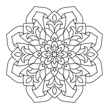 Floral mandala with line. botanical theme. for coloring book page, decoration, tattoo, sticker.