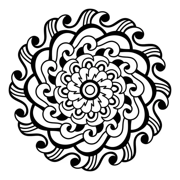 Çizgili çiçek mandala, dairesel şekil, botanik, doğal tema çizimi, boyama kitabı sayfası, süs, dekorasyon, dövme, duvar kağıdı, arka plan, kart, çıkartma.