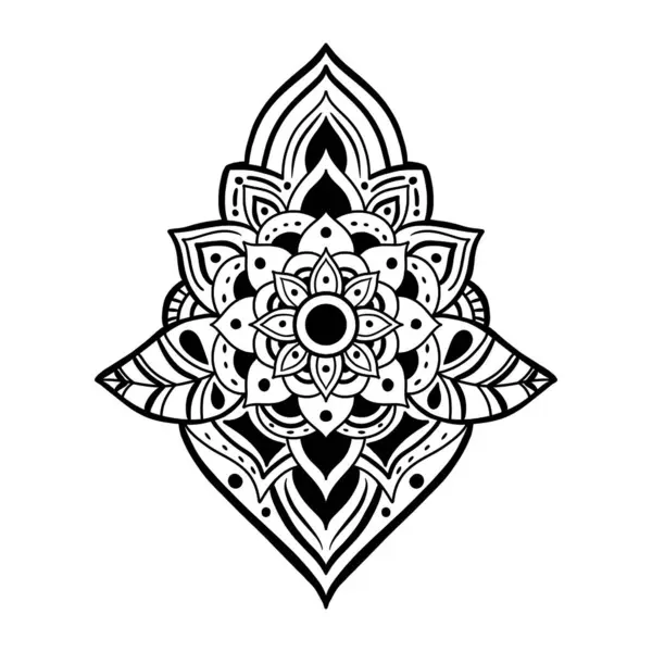 Çizgili, dairesel şekilli, el yapımı botanik temalı çiçek mandala. Boyama kitabı sayfası, süs, dekorasyon, dövme, duvar kağıdı, arka plan, fayans, çıkartma için. çiçek tasarımı.