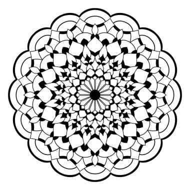 Çizgili çiçek mandala, dairesel şekil, botanik çizimi, doğal tema. boyama kitabı sayfası, süs, dekorasyon, dövme, duvar kağıdı, çıkartma.