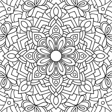 Floral design. mandala style. drawing of botanical natural theme. for coloring book page, decoration, tattoo, sticker.