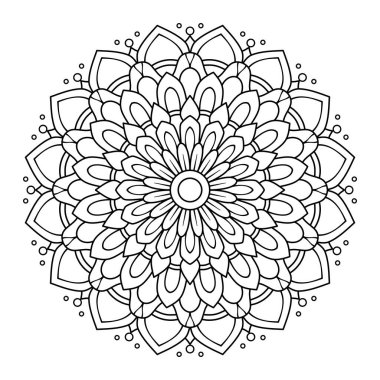 El çizimi çiçek mandala, yuvarlak şekilli, botanik çizimi, doğal tema. boyama kitabı sayfası, dekorasyon, dövme, duvar kağıdı, çıkartma.