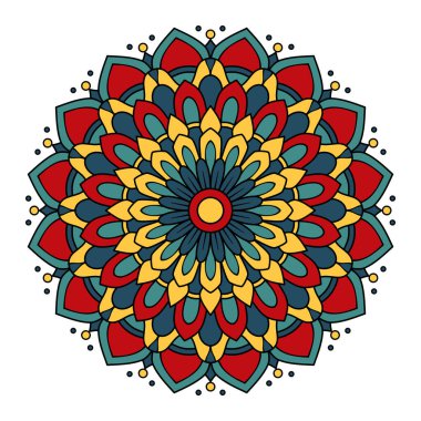 Renkli mandala, botanik stili, doğal temalı, çiçek desenli. boyama kitabı, dekorasyon, dövme, duvar kağıdı, kart, çıkartma, illüstrasyon için.
