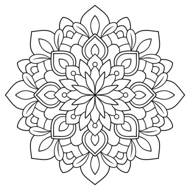 Çizgileri olan çiçek mandala tarzı tasarım. Bitkisel doğal tema. boyama kitabı sayfası, dekorasyon, dövme, çıkartma.