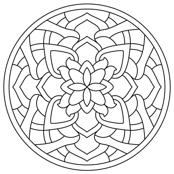 El çizimi çiçek deseni dairesel şekil. Botanik, doğal tema çizimi. boyama kitabı sayfası, dekorasyon, dövme, çıkartma.