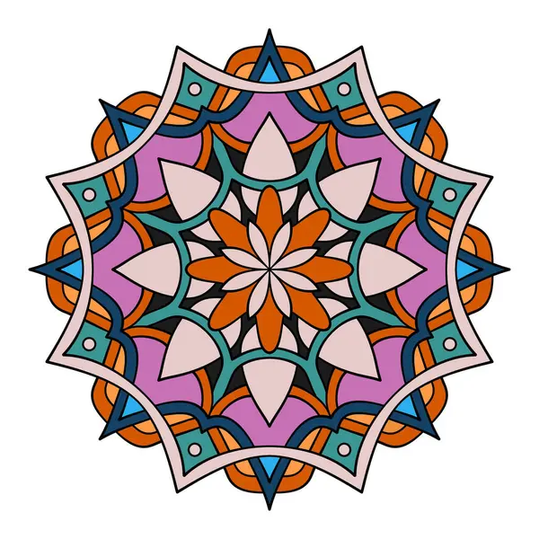 Renkli mandala, botanik stili, doğal temalı, çiçek desenli. boyama kitabı, dekorasyon, dövme, duvar kağıdı, kart, çıkartma, illüstrasyon için.