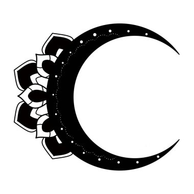 Crescent moon design. botanical natural theme. for decoration, wallpaper, sticker, tattoo.