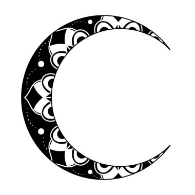 Hilal ay tasarımı. Bitkisel doğal tema. Dekorasyon, duvar kağıdı, çıkartma, dövme için..
