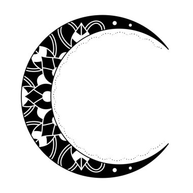 Hilal ay tasarımı. Bitkisel doğal tema. Dekorasyon, duvar kağıdı, çıkartma, dövme için..