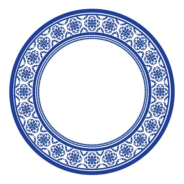 Yuvarlak çerçeve desenli çiçek deseni. Halka şekli. Botanik, doğal tema. Dekorasyon, arka plan, ev dekorasyonu, seramik, kumaş, fayans için. dairesel kenar.