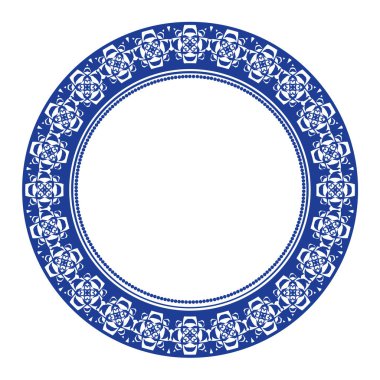 Yuvarlak çerçeve desenli çiçek deseni. Halka şekli. Botanik, doğal tema. Dekorasyon, arka plan, ev dekorasyonu, seramik, kumaş, fayans için. dairesel kenar.