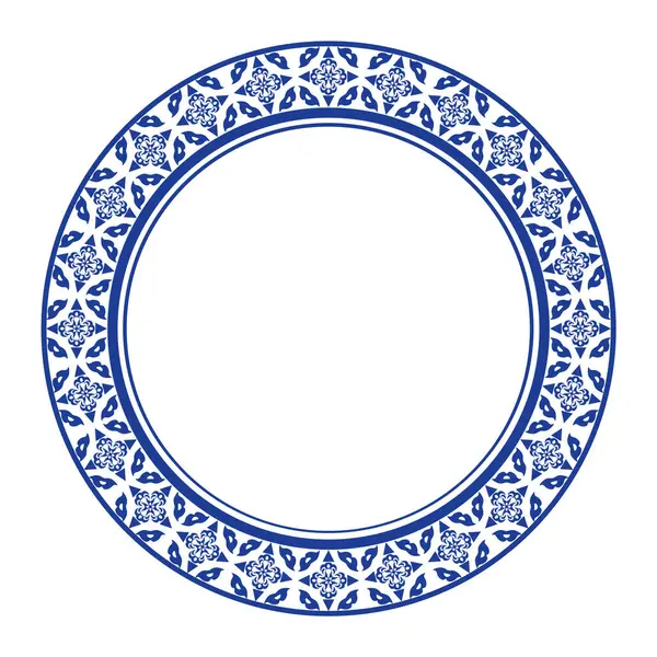 Yuvarlak çerçeve desenli çiçek deseni. Halka şekli. Botanik, doğal tema. Dekorasyon, arka plan, ev dekorasyonu, seramik, kumaş, fayans için. dairesel kenar.