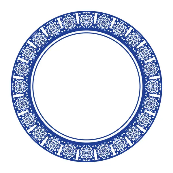 Yuvarlak çerçeve desenli çiçek deseni. Halka şekli. Botanik, doğal tema. Dekorasyon, arka plan, ev dekorasyonu, seramik, kumaş, fayans için. dairesel kenar.
