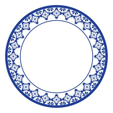 Yuvarlak çerçeve desenli çiçek deseni. Halka şekli. Botanik, doğal tema. Dekorasyon, arka plan, ev dekorasyonu, seramik, kumaş, fayans için. dairesel kenar.